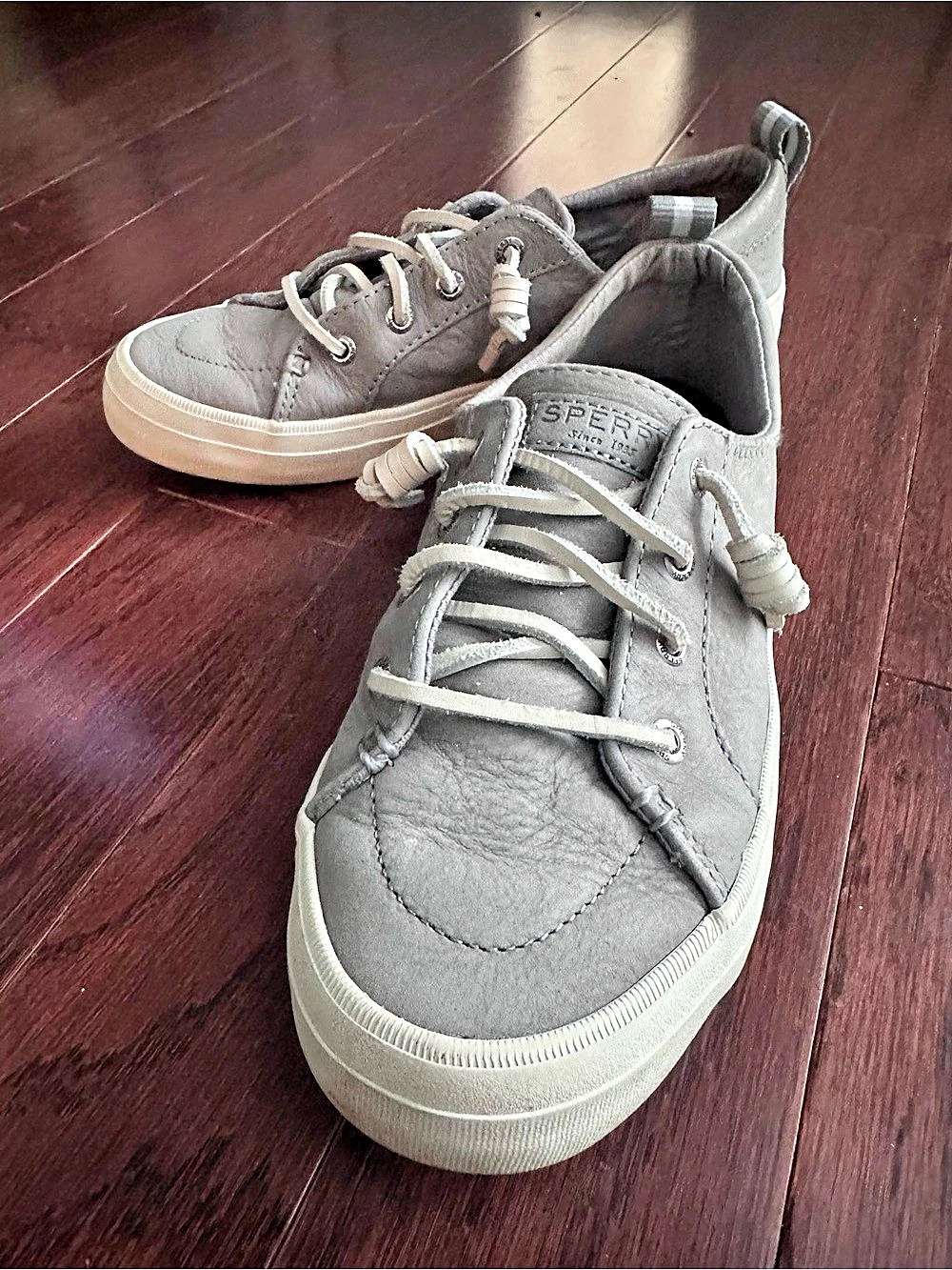 Women’s Sperry Crest Vibe Leather Sneaker Sneakers Gray & White US 7